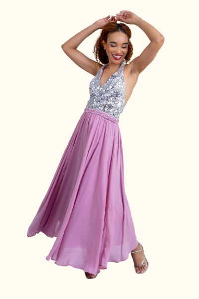 VESTIDO MIDI GODE PAETE STEFFANY