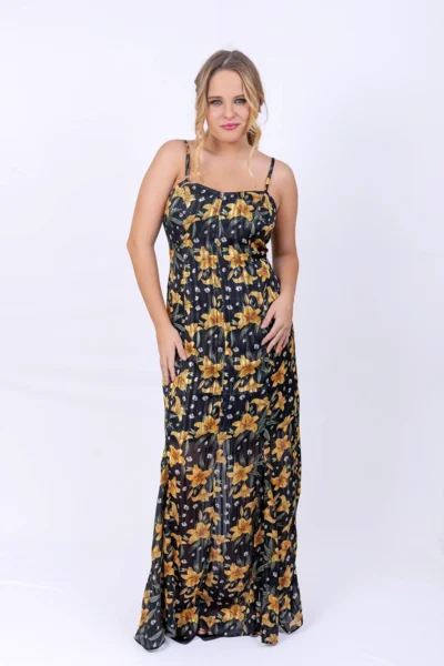 VESTIDO LONGO NESGAS FIO LUREX LIRIOS