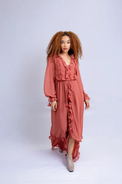 VESTIDO LONGO BABADO BOHO