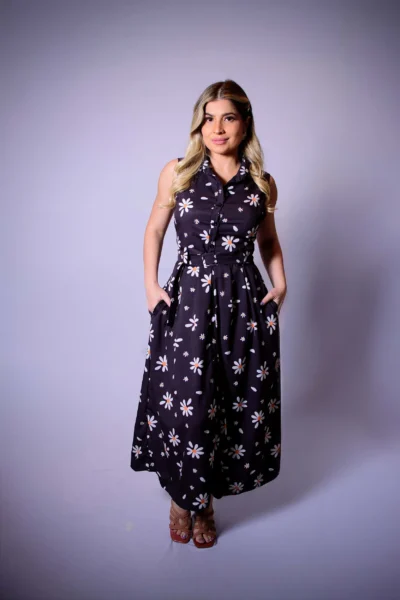 VESTIDO BOTOES MARGARIDAS