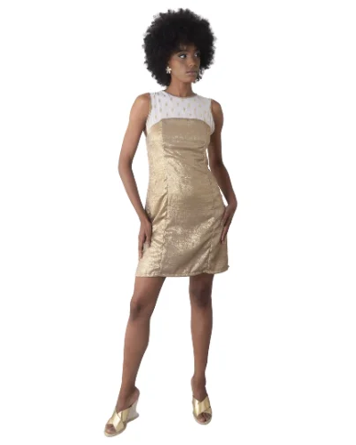 VESTIDO CURTO DETALHE POA LUREX