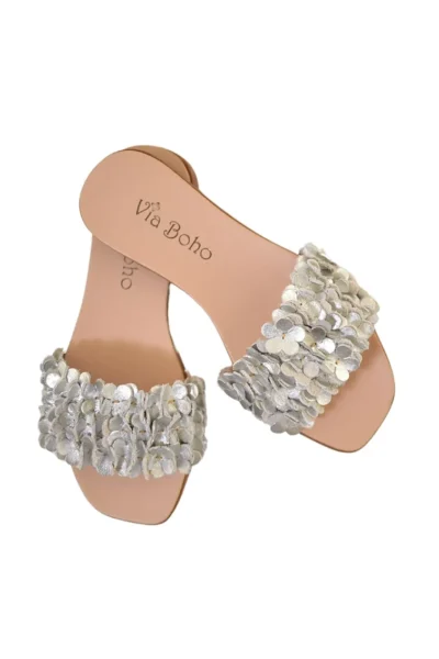 SANDALIA RASTEIRA COURO SLIDE FLORZINHAS